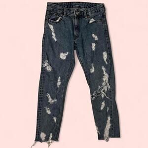 Distressed monki denim jeans